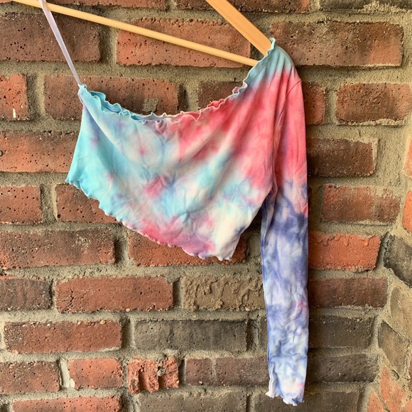 💕Tie dye one shoulder rib knit crop top - Picture 4 of 4